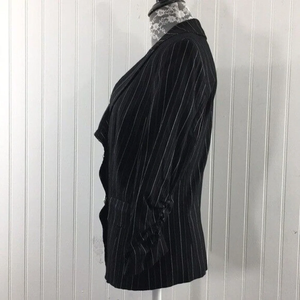 Bianca Nygard‎ Black Striped Blazer Jacket Womens 12 Double Breasted Steampunk